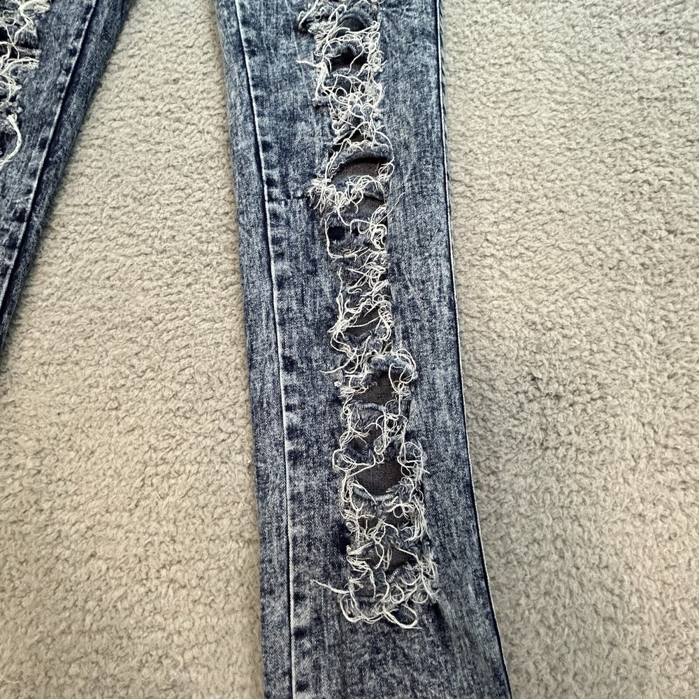 Universal Fashion Jeans Women's11 Blue High Waist Distressed Skinny Straight Leg - Picture 3 of 16